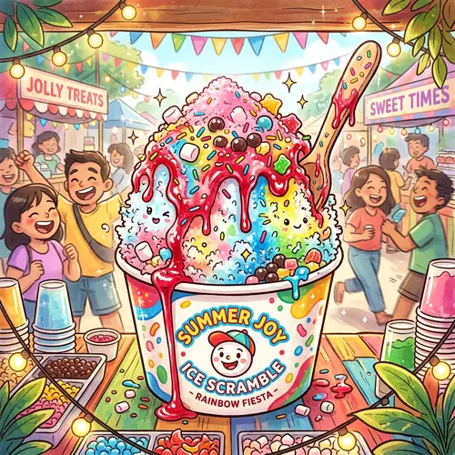 Vibrant Ice Scramble: Joyful and Colorful Frozen Delight