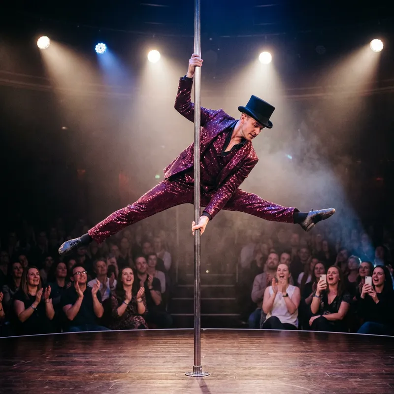 Striptease Acrobat | Top Hat Pole Dance Performance Striptease Acrobat | Top Hat Pole Dance Performance