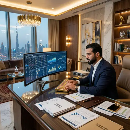 Luxurious Middle-Eastern Man Working in Modern Office