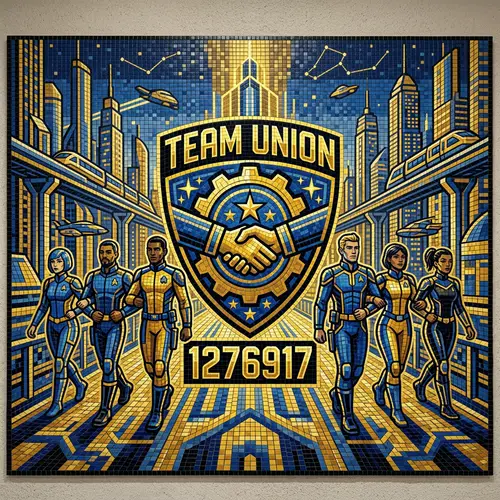 Futuristic Mosaic Design: Team Union Imagery