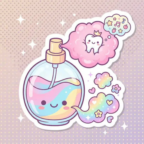 Cute Kawaii Style Perfume Bottle Sticker with Tooth and Colorful Liquid