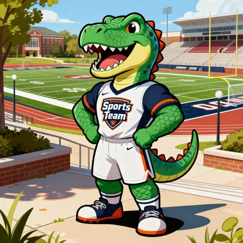 Dinosaur Mascot in Sports Uniform Drawing