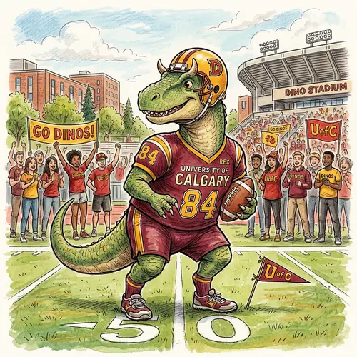 Dinosaur Mascot in Sports Uniform Drawing