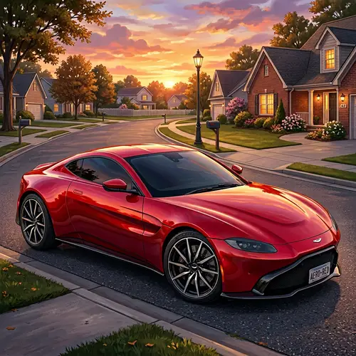 Sleek Red Car Illustration with Sophisticated Design