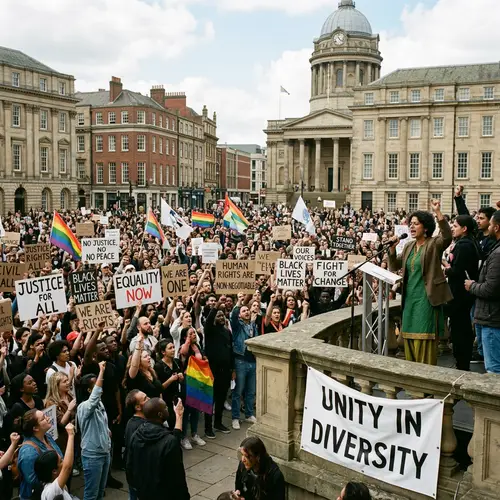 Diverse Crowd Advocating for Justice and Equality | Urban Rally