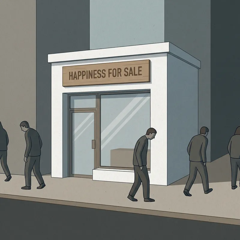Happiness for Sale: Elegant Minimalist Shop Illustration