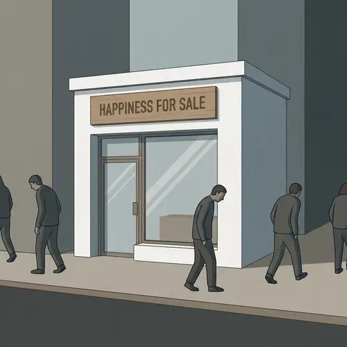 Happiness for Sale: Elegant Minimalist Shop Illustration