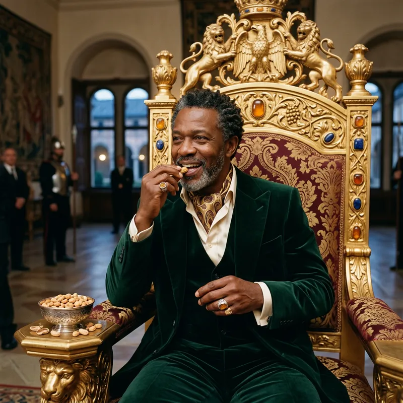 Mexican President on Golden Throne Eating Peanuts Mexican President on Golden Throne Eating Peanuts