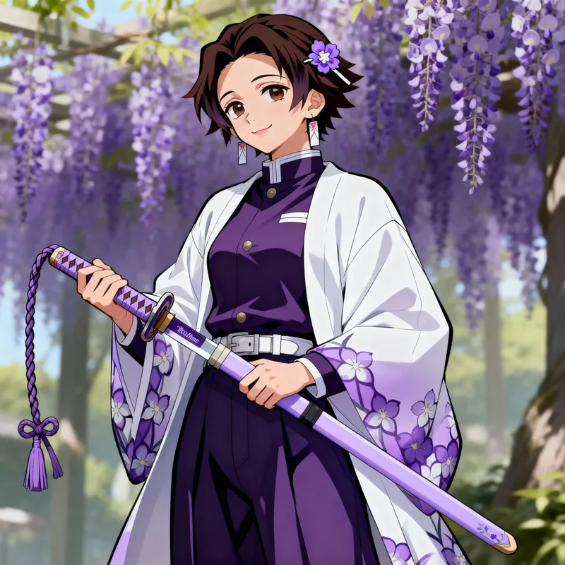 Anime Demon Slayer Character with Whip Katana