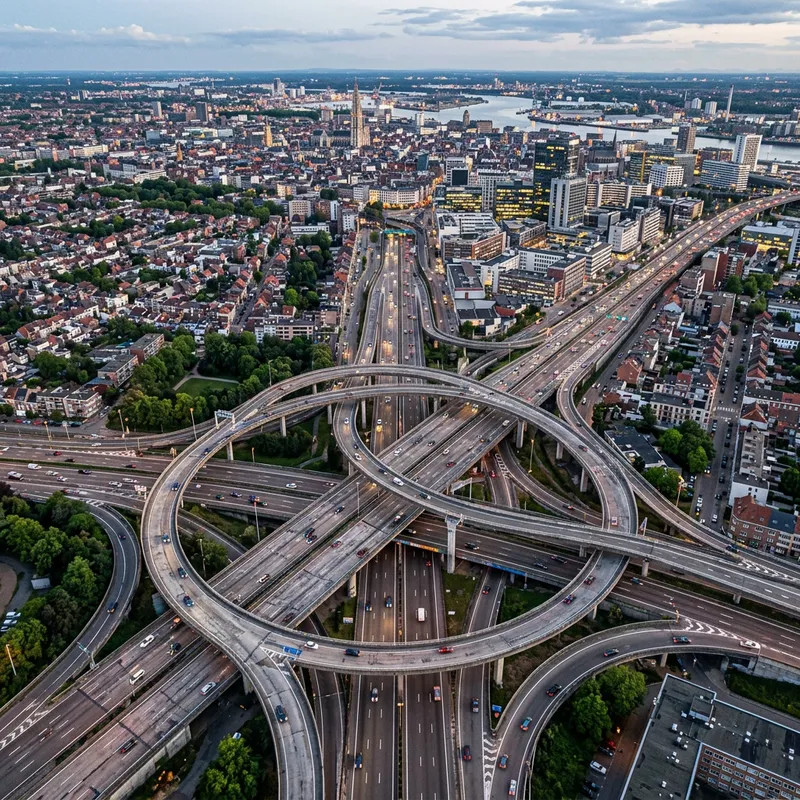 Antwerp Motorway Junction - Aerial View