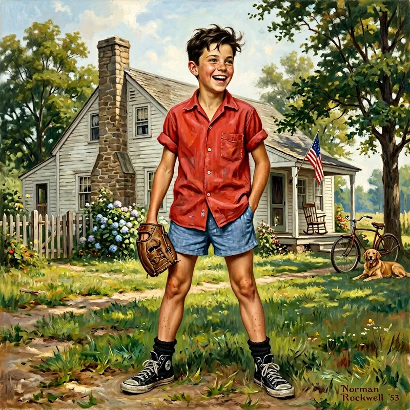 Vintage Joy: 14-Year-Old Model in Nostalgic Setting