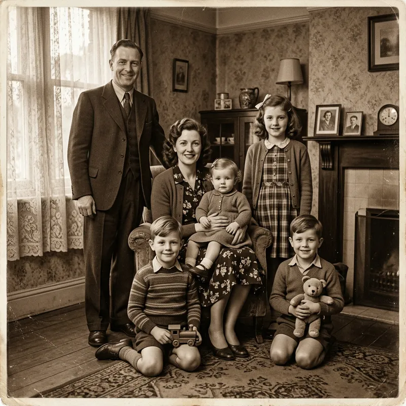Nostalgic 1940s Family Portrait