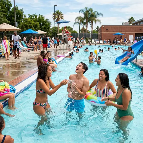 Fun at the Public Pool: A Photorealistic Scene