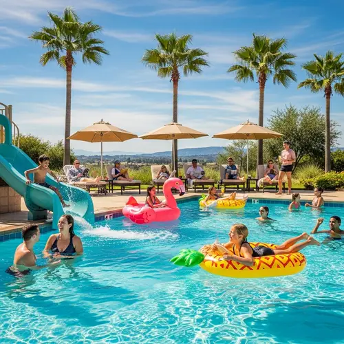 Fun at the Public Pool: A Photorealistic Scene