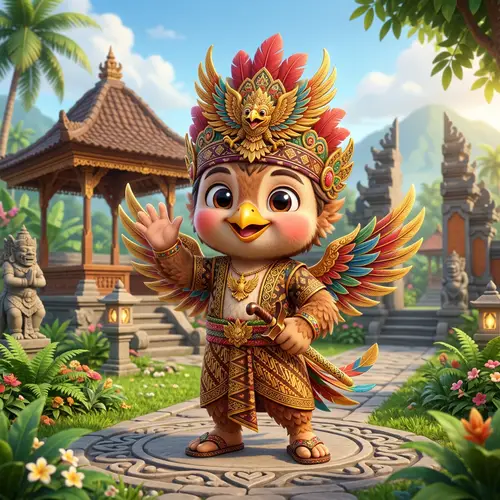 Cute 3D Indonesian Garuda Mascot Design