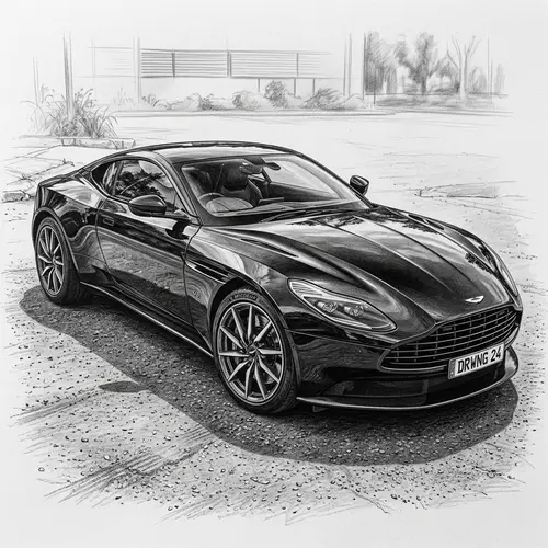 Detailed Black Car Pencil Drawing - Realistic Art