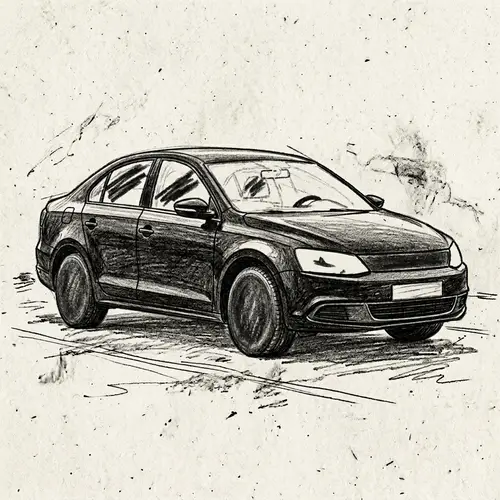 Simple Black Car Drawing | Pencil Sketch Artwork