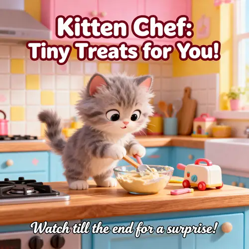 Kitten Making Food AI Video for YouTube Shorts