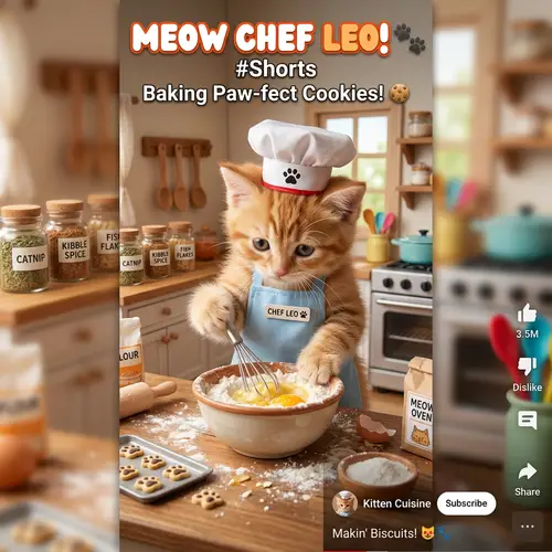 Kitten Making Food AI Video for YouTube Shorts