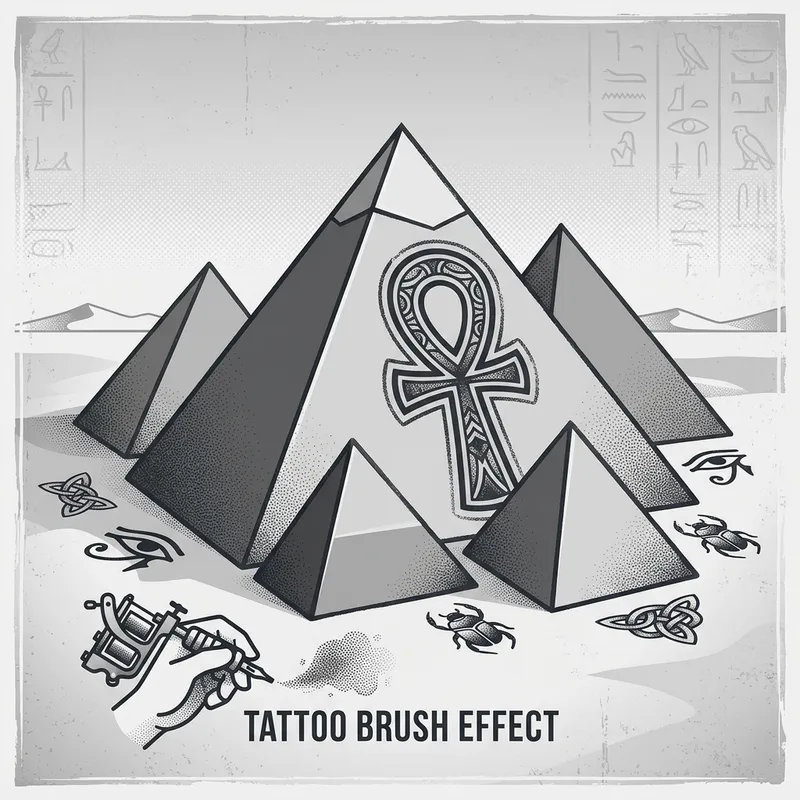 Black and White Vector Pyramids with Key of Life Design