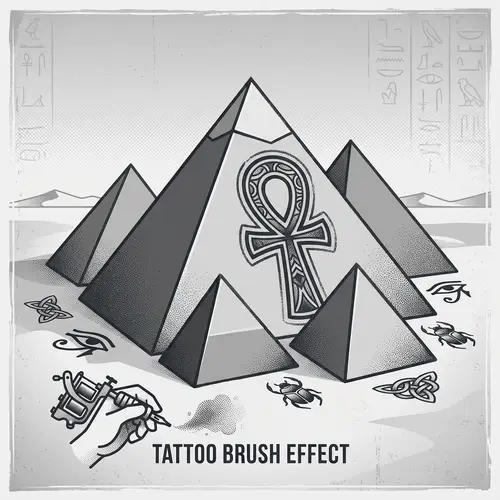 Black and White Vector Pyramids with Key of Life Design