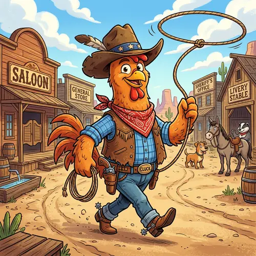 Chicken Cowboy Cartoon - Fun Farm Adventures