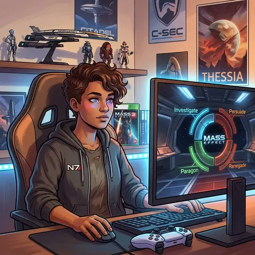 Digital Illustration of Average Mass Effect Player in Action