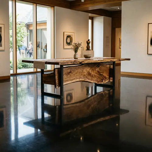 Stunning Wooden Table with Reflective Elegance