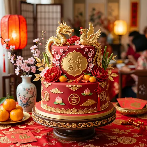 Round Cake for Chinese New Year - Oriental Twist