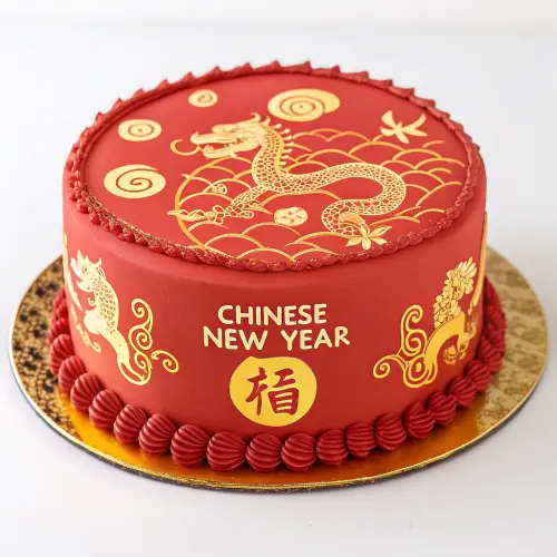 Round Cake for Chinese New Year - Oriental Twist