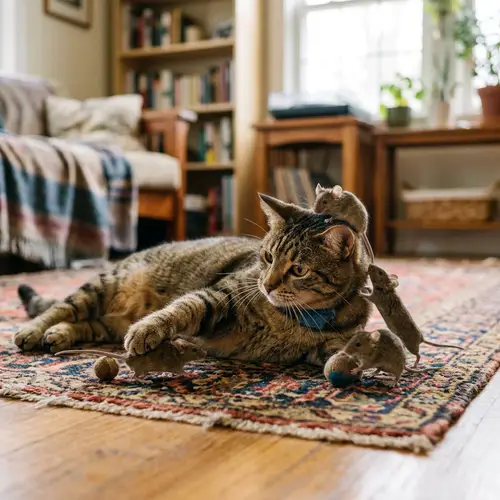 Mice Playing with a Cat in a Photo