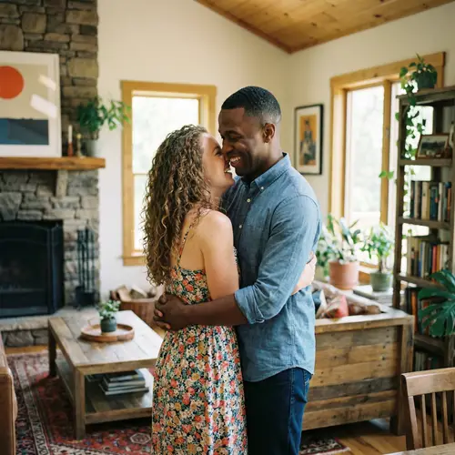 Black Man & Caucasian Wife Hugging | Heartwarming Embrace
