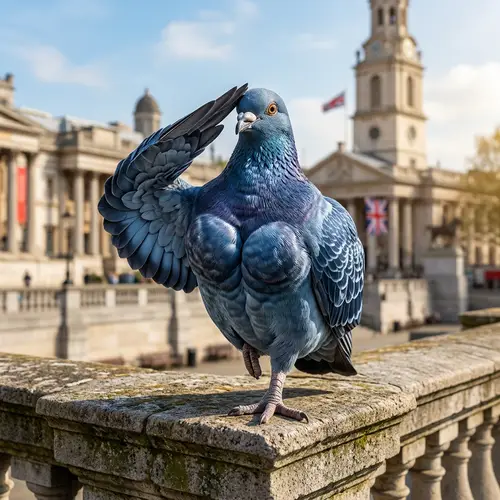 Muscular Pigeon Saluting - Respectful and Detailed Pose