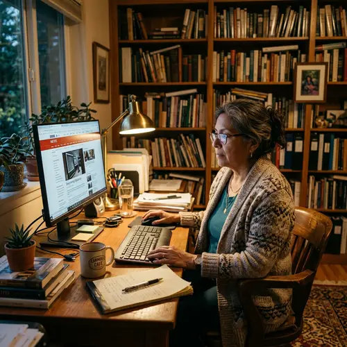 Tranquil Hispanic Woman Working in Home Office Environment