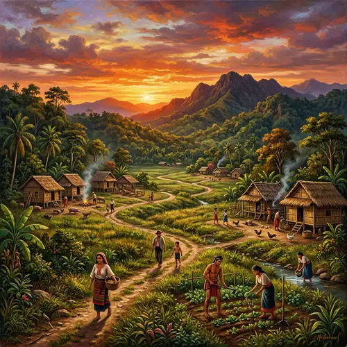 17th Century Landscape Oil Painting of Solano, Nueva Vizcaya