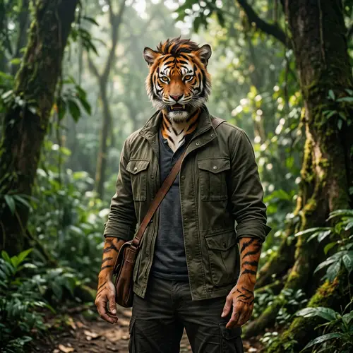 Tiger Fusion with Human - Unique Art Concept