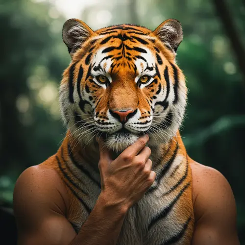 Tiger Fusion with Human - Unique Art Concept
