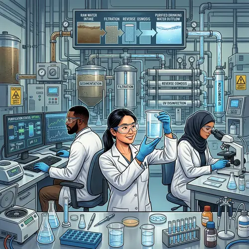 Water Purification Process: Diverse Scientist Team in Lab