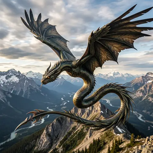 Winged Snake with Tail: A Mythical Creature