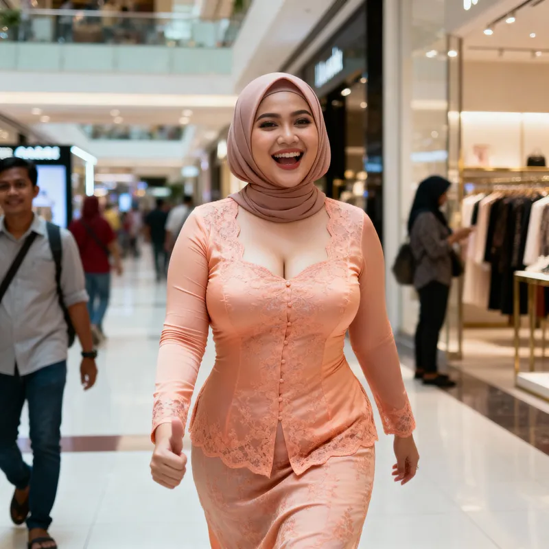 Beautiful Malay Wife in Peach Kebaya Beautiful Malay Wife in Peach Kebaya