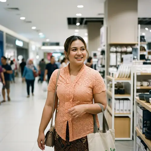 Beautiful Malay Wife in Peach Kebaya