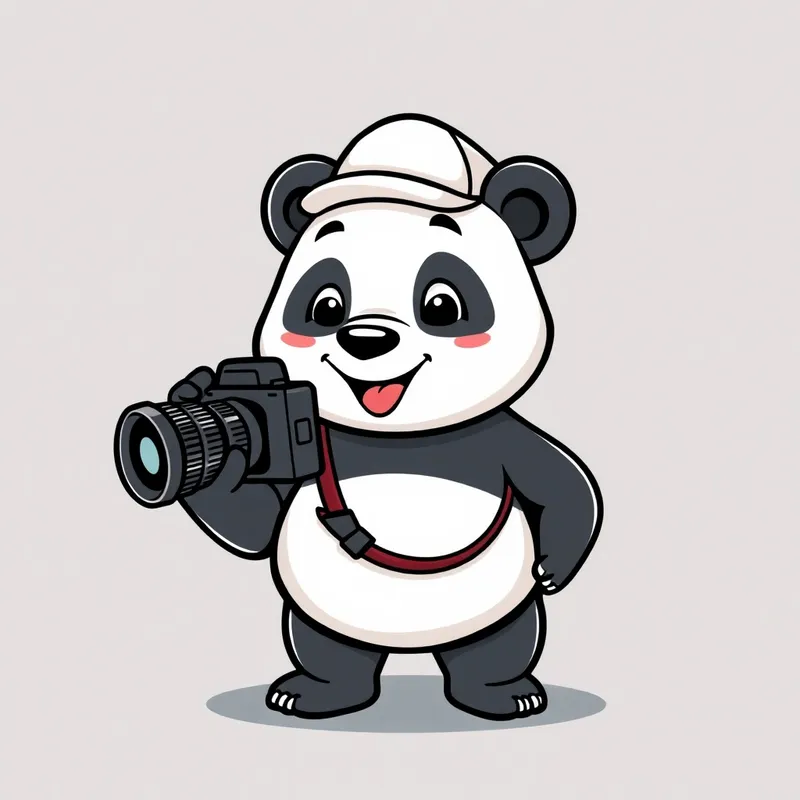 Cheerful Panda Photography Mascot Cheerful Panda Photography Mascot