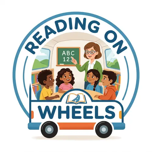 Reading on Wheels - Multiracial Classroom Setting Logo Design