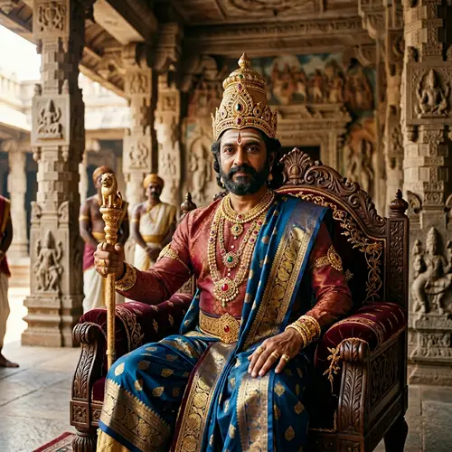 Historical Tamil King: Regal Depiction in Traditional Attire