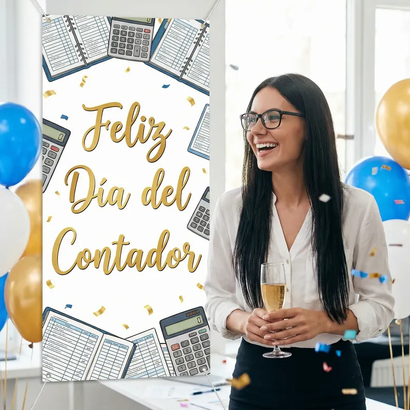 Celebrate Accountant's Day with Elegant Black-Haired Woman