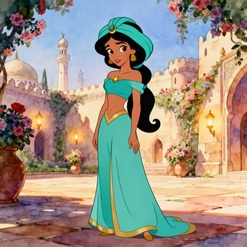Princess Jasmine in Classic 2D Disney Animation