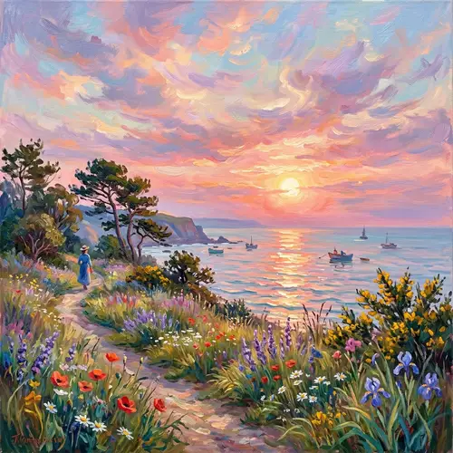 Sunset Impressionism: A Pastel Palette of Nature