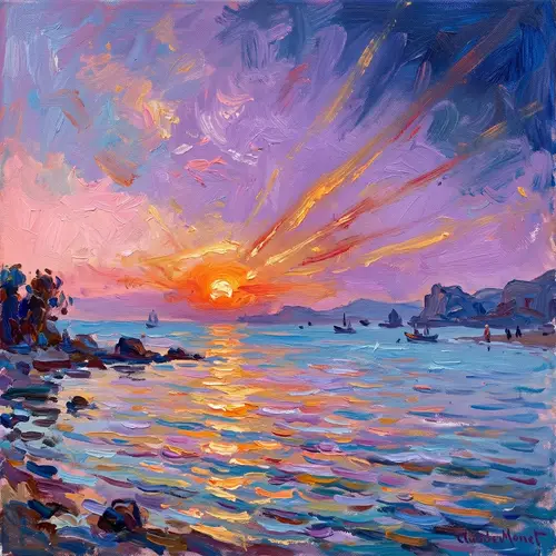 Impressionist Sunset: A Vibrant Evening Scene