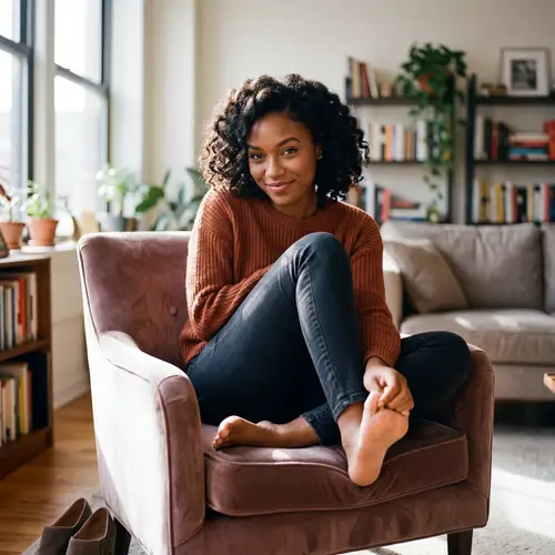 Flirty Ebony Beauty with Pretty Soles