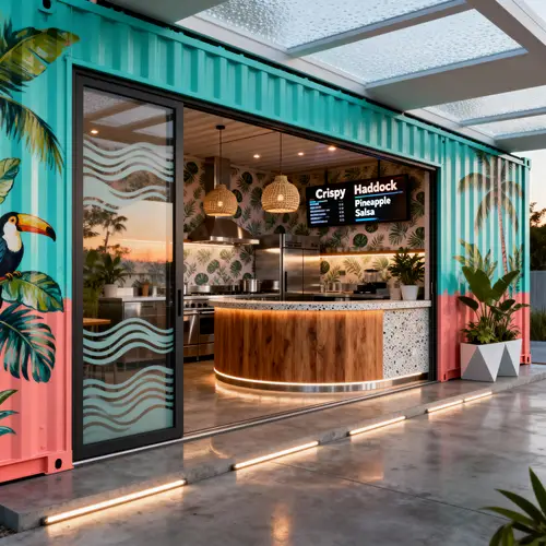 Modern Fish and Chip Shop in a Shipping Container
